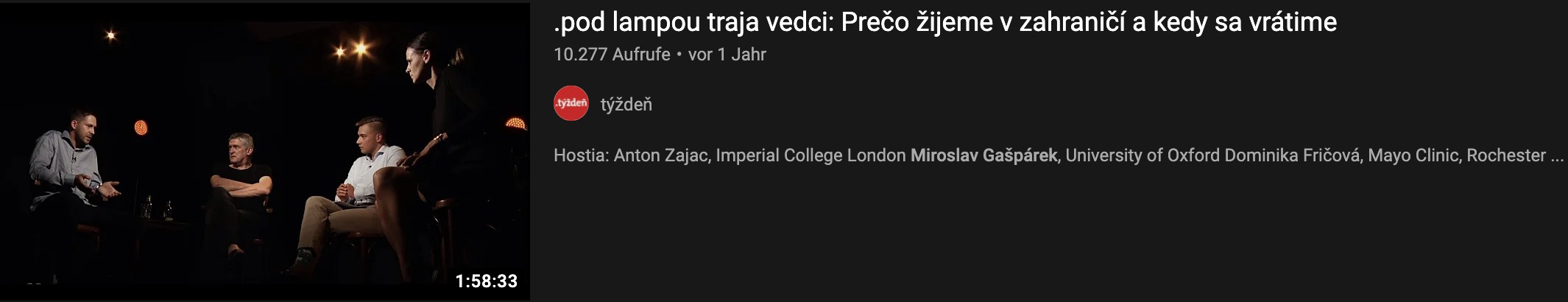 Tyzden pod Lampou Miroslav Gasparek
